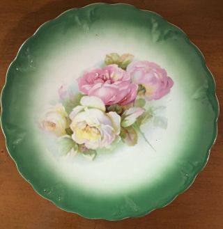 Victorian Roses Wall Plate Petrus Regout Maastricht Holland 8.  3 " Antique