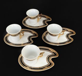 Gift Sp Lus Fine Porcelain Demitasse Set Of 4 Cups And Saucers