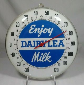 Old Vintage Dairylea Milk Bubble Glass Advertising Thermometer Milk Dairy Sign