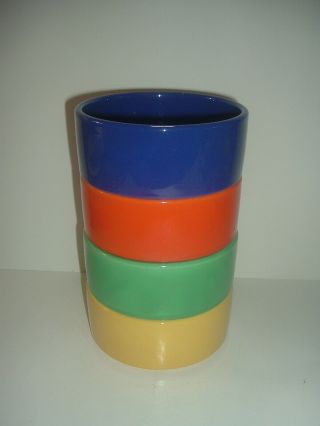 4 Vintage Fiesta Stack Bowls Blue Green Red Yellow