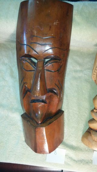 Vintage Unkown Origin Mask 18 " Real Carved Wood For Display