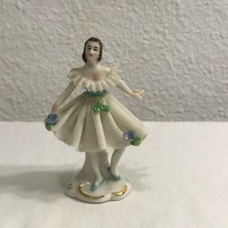 Vintage Mz Dresden Porcelain Lace Ballerina Figurine