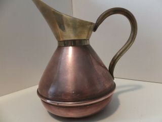 Vintage Copper And Brass Pitcher With Handle Made In Holland 4 1/2 Inch