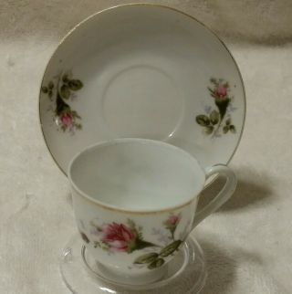 Mini Tea Cup And Saucer Made In Japan Floral Pattern Rose