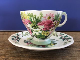 Royal Academy Queen Anne Bone China Cup & Saucer Floral Motif Signed England
