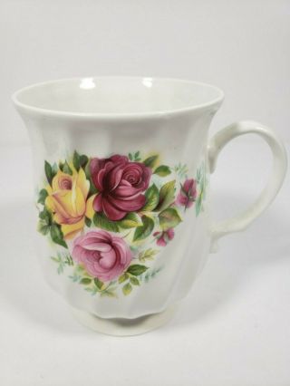 Vintage Hikari Potteries Bone China Floral Design Coffee Cup Made In India