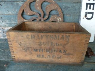 Antique Wood Advertising Box Craftsman 3 1/2 Lbs Michigan Black