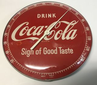 Vintage 50’s Drink Coke Sign Of Good Taste Coca - Cola Pam Glass Thermometer
