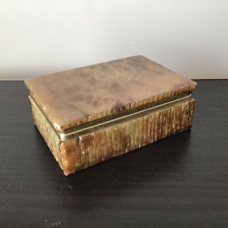 Brown Flecked Marble Designed Trinket Box Gold Trim 416