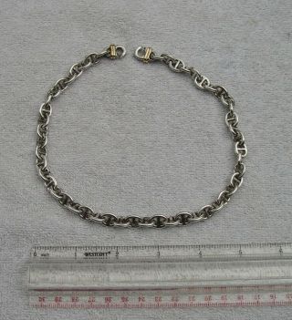 Heavy Vintage Italian Sterling & 18k Gold Anchor Chain Necklace - Nr