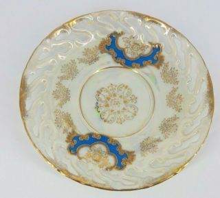 Royal Sealy China Japan Blue Gold Luster Saucer Plate Only Cut Out Reticulated