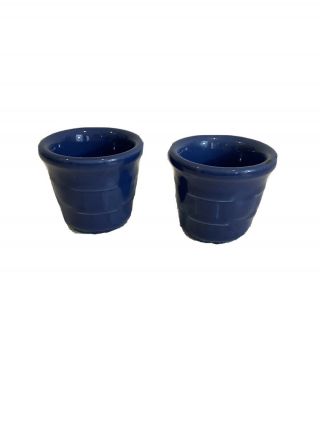 Longaberger Woven Traditions Blue Votive Candle Cup/toothpick Holder Pair -