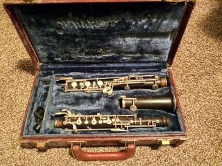 Vintage Lesher Wooden Oboe C 600 With Case.  Elkhart Indiana Please Read