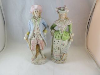 Vintage Japan Porcelain Hand Painted Victorian Colonial Couple 2 Figurines