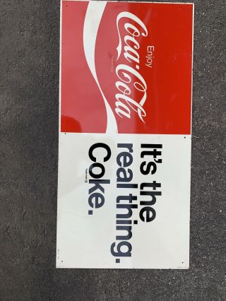 Vintage Coca Cola Sign It’s The Real Thing.  Coke 30x15