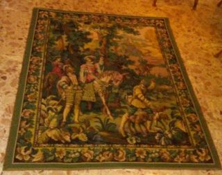 Vintage French Woven Renaissance Tapestry Wall Hanging Belgium 62 " X 50 " Hunting