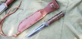 Vintage USN MK2 CAMILLUS WW2 Fighting Knife with Leather Sheath 2
