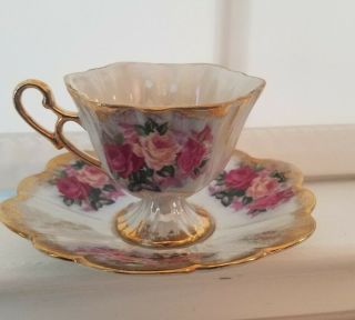 Vintage Royal Halsey L M Floral Very Fine China Tea Cup & Saucer