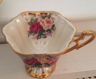 VINTAGE Royal Halsey L M Floral Very Fine China Tea Cup & Saucer 2