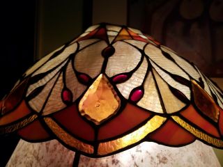 Vintage Antique Custom Vintage Leaded Stained Glass Hanging Light Shade
