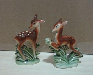 Vintage Ceramic Deer Salt And Pepper Shakers (set)