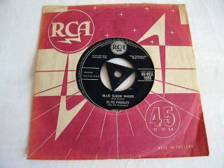 Elvis Presley Hound Dog / Blue Suede Shoes Rare 1958 Uk 7 " Vinyl Tri - Centre Vg -