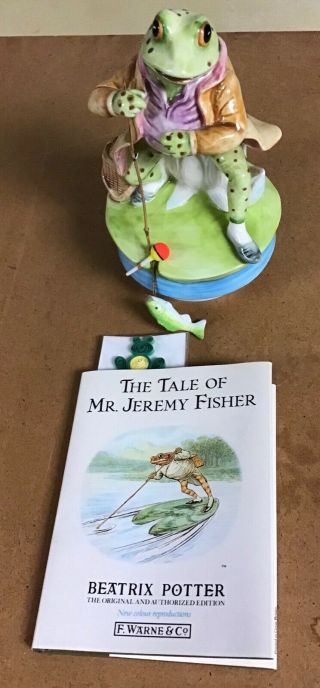 Mr.  Jeremy Fisher Musical Figurine And Book Beatrix Potter Schmid