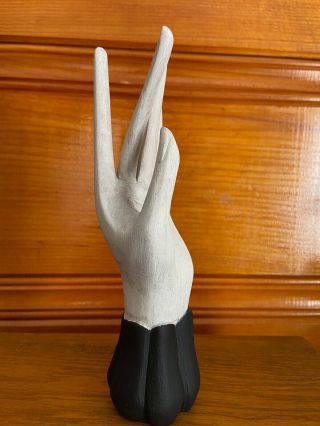 Vintage Black & White Decorative Wooden Hand Upright Model 8 