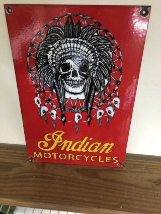 Vintage Porcelain Indian Motorcycles Advertising Sign