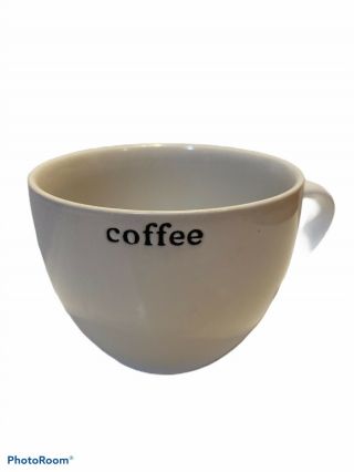 Crate & Barrel White Ceramic Oversize Coffee Mug With Type Face