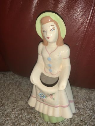 Vintage Weil Ware California Pottery Girl Lady Figurine Vase Mid Century Decor 2