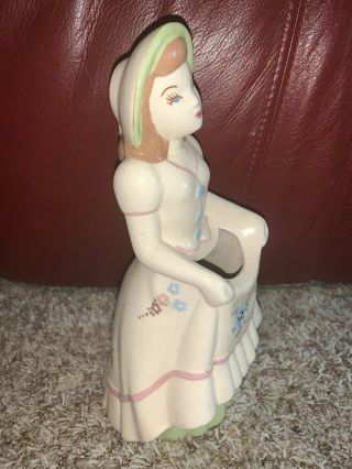 Vintage Weil Ware California Pottery Girl Lady Figurine Vase Mid Century Decor 3