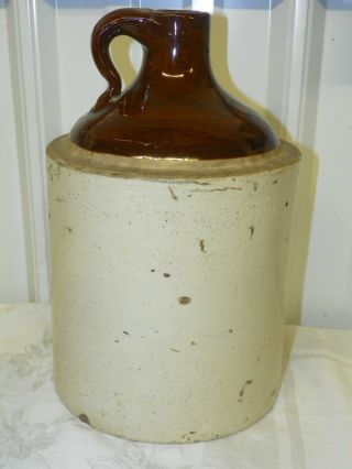 Vintage Antique 1 Gallon Earthenware Crock Moonshine Whiskey Shoulder Jug 7 " B