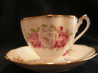 Royal Albert Bone China Tea Cup And Saucer Red And Pink Rose Floral On White