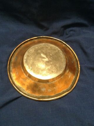 Antique Hammered Copper Plate Vintage 9 inch Diameter Great Wall Decor 3