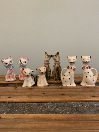 Vintage Set Of Four Cat Salt And Pepper Shakers