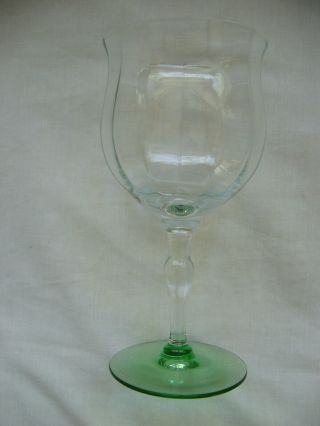 2 ANTIQUE GREEN STEMWARE WINE GLASSES Just a little different 3