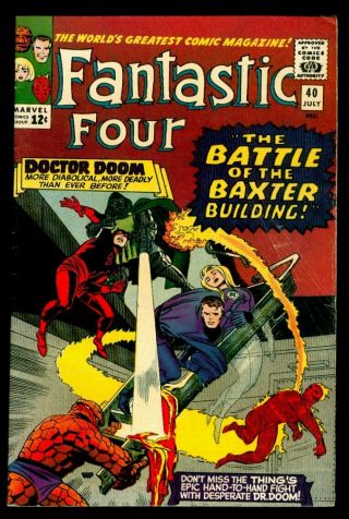 Marvel Comics Fantastic Four 40 Daredevil Doctor Doom Vg/fn 5.  0