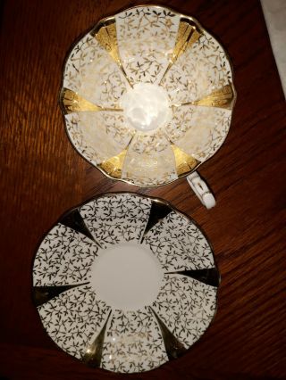 Queen Anne Elegant Teacup and Saucer Set Bone China /Gold Trim 3
