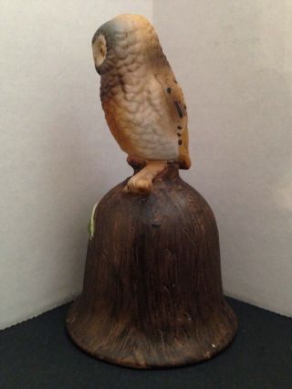 Vintage Porcelain Bell Brown Owl Bell with Flower - 4.  5 