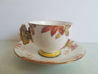 Aynsley Butterfly Handle Cup And Saucer Set Vintage,  Tiny Chip