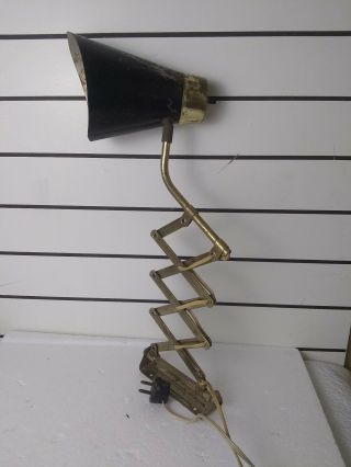 Vintage Accordion Scissor Wall Mount Lamp Light Mid Century Modern Cone Shade