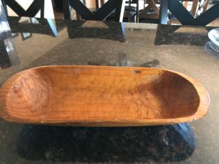 Vintage Large Carved Wood Bowl 17” Long 8” Wide Approx 2 1/2“ Deep