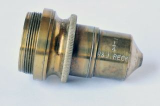 Vintage R & J.  Beck Microscope Objective Lens 1/4 Rare