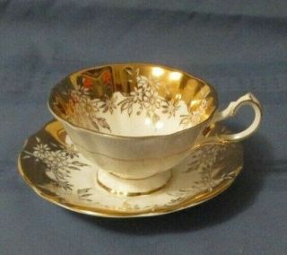 Queen Anne Cup & Saucer Shiny Heavy Gold Some Signs Of Light Use