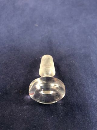 Tiny Vintage Antique Clear Glass Flat Top Bottle Stopper Perfume Apothecary 2