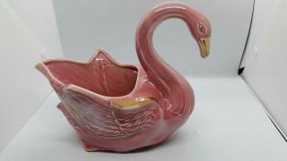 Lovely Vintage Vivid Deep Pink Flamingo Mid Century Pottery Planter