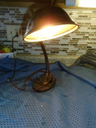Vintage Eagle Gooseneck Desk Lamp Art Deco Cast Iron Base