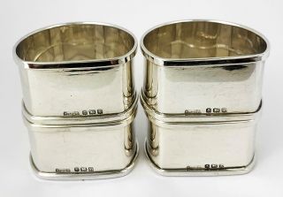 Vintage SET 4 STERLING SILVER D Shaped NUMBERED NAPKIN RINGS 1948 Henry Griffith 3