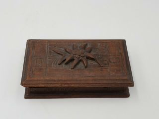 Vintage Wooden Hand - Carved Antique Stamp Box Wood